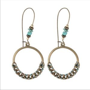 Bohemian bronze wire wrap beaded dangle earring
